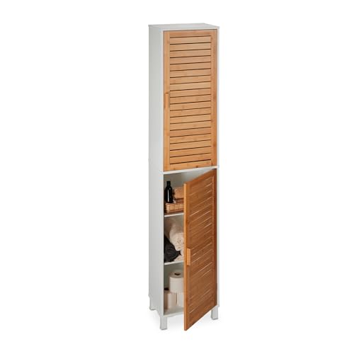 Relaxdays Badezimmerschrank, HxBxT: 190 x 40 x 30 cm, 6 Fächer, MDF & Bambus, hoch, schmal, Bad Hochschrank, weiß/Natur Relaxdays Badezimmerschrank, HxBxT: 190 x 40 x 30 cm, 6 Fächer, MDF & Bambus, hoch, schmal, Bad Hochschrank, weiß/Natur von Relaxdays