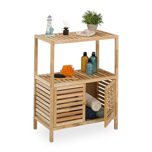 Relaxdays Badregal, Walnussholz, HBT: 86 x 67,5 x 35,5 cm, Badschrank mit 2 Türen, 2 Ablagen, Badezimmer & Küche, Natur Relaxdays Badregal, Walnussholz, HBT: 86 x 67,5 x 35,5 cm, Badschrank mit 2 Türen, 2 Ablagen, Badezimmer & Küche, Natur von Relaxdays