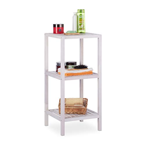 Relaxdays Badregal Walnuss, 3 Ablagen, offen, quadratisch, Badezimmer Regal Holz, HBT 79,5 x 36 x 36cm, Standregal, weiß Relaxdays Badregal Walnuss, 3 Ablagen, offen, quadratisch, Badezimmer Regal Holz, HBT 79,5 x 36 x 36cm, Standregal, weiß von Relaxdays