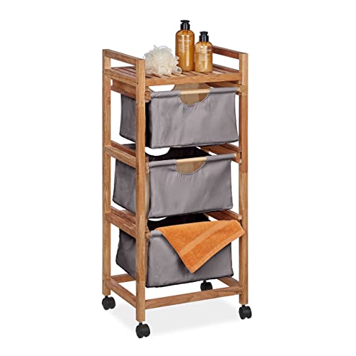 Relaxdays Badregal mit Wäschekorb, 1 offene Ablage & 3 Stoffkörbe, HBT: 96x43,5x33,5 cm, Standregal Walnuss, natur/grau Relaxdays Badregal mit Wäschekorb, 1 offene Ablage & 3 Stoffkörbe, HBT: 96x43,5x33,5 cm, Standregal Walnuss, natur/grau von Relaxdays