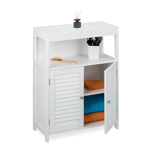 Relaxdays Badschrank, HBT: 80 x 60 x 29 cm, Verstellbarer Regalboden, 2 Türen, MDF, Badezimmerschrank, Midischrank, weiß Relaxdays Badschrank, HBT: 80 x 60 x 29 cm, Verstellbarer Regalboden, 2 Türen, MDF, Badezimmerschrank, Midischrank, weiß von Relaxdays