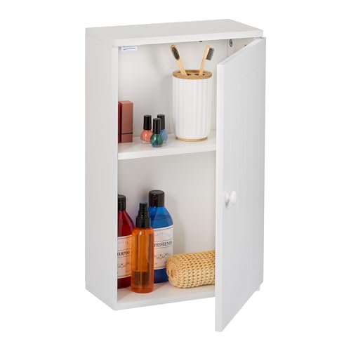 Relaxdays Badschrank, hängend, mit Tür, 2 Flexible Fächer, HxBxT: 50 x 30 x 15,5 cm, Hängeschrank für die Wand, weiß Relaxdays Badschrank, hängend, mit Tür, 2 Flexible Fächer, HxBxT: 50 x 30 x 15,5 cm, Hängeschrank für die Wand, weiß von Relaxdays