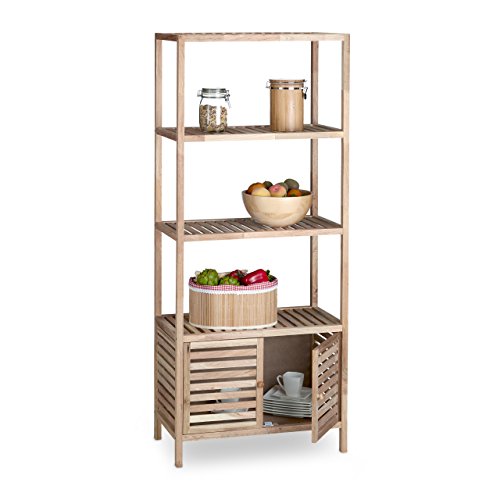 Relaxdays Badschrank Holz mit 5 Ablagen, breites Badregal, Walnuss Regal Bad u. Küche, HxBxT: 160 x 68 x 36 cm, natur von Relaxdays