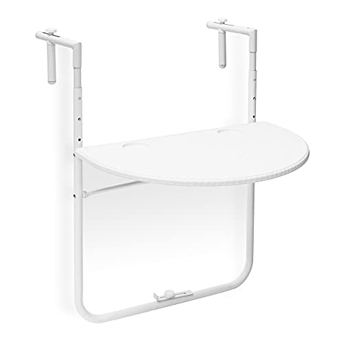 Relaxdays Balkonhängetisch BASTIAN klappbar, 3-fach höhenverstellbarer Klapptisch, Tischplatte B x T: 60 x 40 cm, weiß von Relaxdays