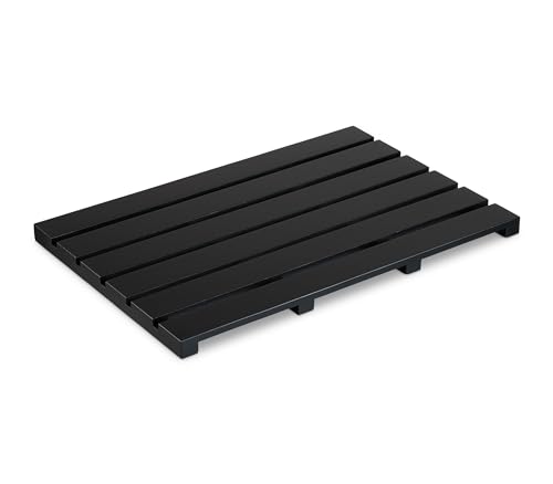 Relaxdays Bambus Badematte, 54 x 36 cm, rutschfeste Duschmatte für Badewanne, Dusche, Sauna, Indoor & Outdoor, schwarz von Relaxdays