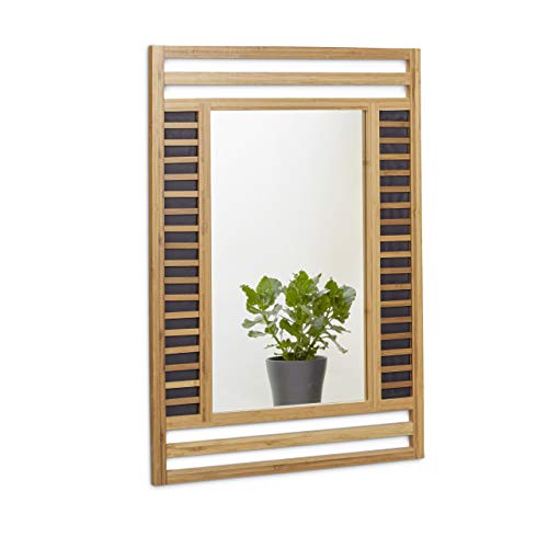 Relaxdays Bambus Spiegel, Badspiegel mit dekorativem Holzrahmen, Hochformat Wandspiegel HxBxT: 70 x 50 x 2 cm, natur von Relaxdays