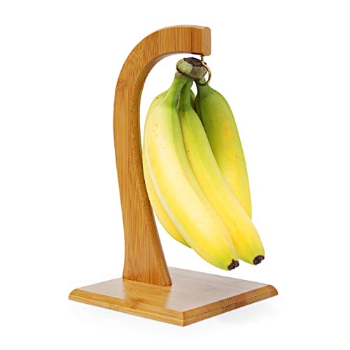 Relaxdays Bananenhalter SHELDON HBT 28,5 x 16 x 16 cm dekorativer Bananenständer aus Bambus für die Küche zum Aufhängen von Bananen, Weintrauben, Tomaten und anderem Obst stabiler Obstständer, natur von Relaxdays