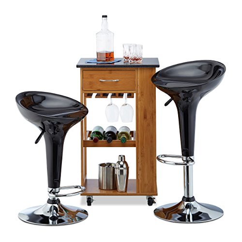 Relaxdays Barhocker 2er Set, höhenverstellbar, drehbar, bis 120 kg, mit Lehne, Barstuhl, HxBxT: 88 x 44 x 40 cm, schwarz von Relaxdays