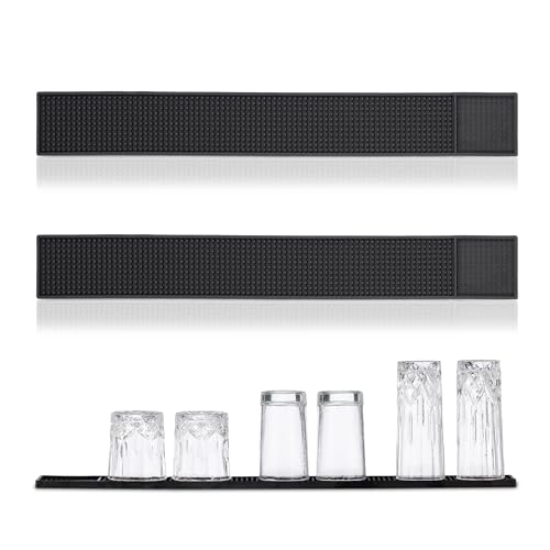 Relaxdays Barmatte 2er Set, mit Noppen, 60 x 8 cm, Abtropfmatte aus PVC, Geschirr trocknen, für Bar und Spüle, schwarz von Relaxdays