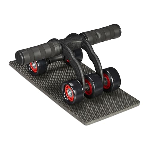 Relaxdays Bauchroller mit 5 Rädern, Bauchtrainer für Zuhause, Damen & Herren, Fitnessrolle mit Kniematte, schwarz/rot Relaxdays Bauchroller mit 5 Rädern, Bauchtrainer für Zuhause, Damen & Herren, Fitnessrolle mit Kniematte, schwarz/rot von Relaxdays