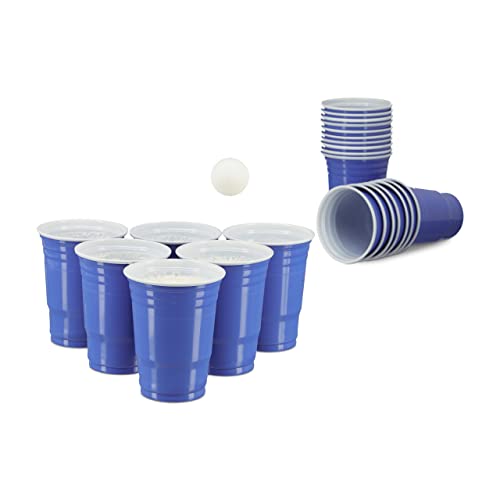 Relaxdays, blau Beer Pong Becher, 50 Stück, stabiler Plastikbecher, Partybecher 16 oz, Trinkbecher Softdrinks u. Bier, Kunststoff, 8.5 cm von Relaxdays