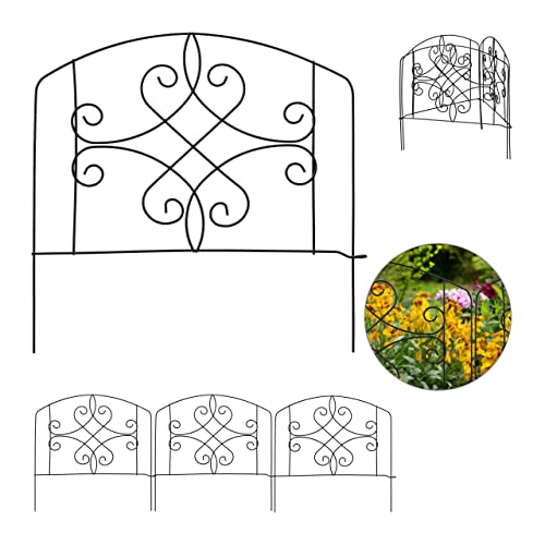 Relaxdays Beetzaun, 4-teilige Beetumrandung für Garten, Dekozaun Metall, antike Verzierungen, HxB: 32 x 186 cm, schwarz Relaxdays Beetzaun, 4-teilige Beetumrandung für Garten, Dekozaun Metall, antike Verzierungen, HxB: 32 x 186 cm, schwarz von Relaxdays