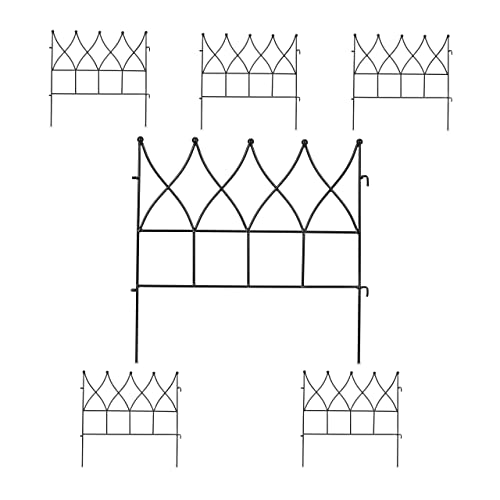 Relaxdays Beetzaun, HxB je 45 x 48 cm, 6 Zaunelemente, Garten Beeteinfassung zum Stecken, Metall, Spitzen-Form, schwarz von Relaxdays