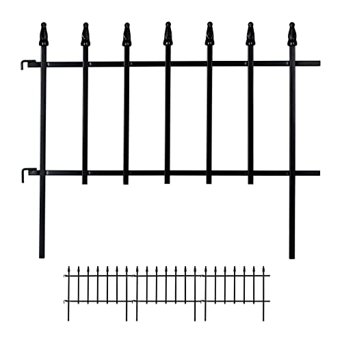 Relaxdays Beetzaun Metall, HxB: 45,5 x 226 cm, Garten Beeteinfassung zum Stecken, 4 Zaunelemente, Gotik Design, schwarz von Relaxdays