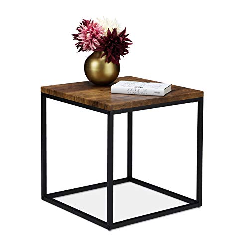 Relaxdays Beistelltisch, quadratisch, 45 cm, Industrial, Abstelltisch Wohn- & Schlafzimmer, Metall, Holzoptik/schwarz Relaxdays Beistelltisch, quadratisch, 45 cm, Industrial, Abstelltisch Wohn- & Schlafzimmer, Metall, Holzoptik/schwarz von Relaxdays