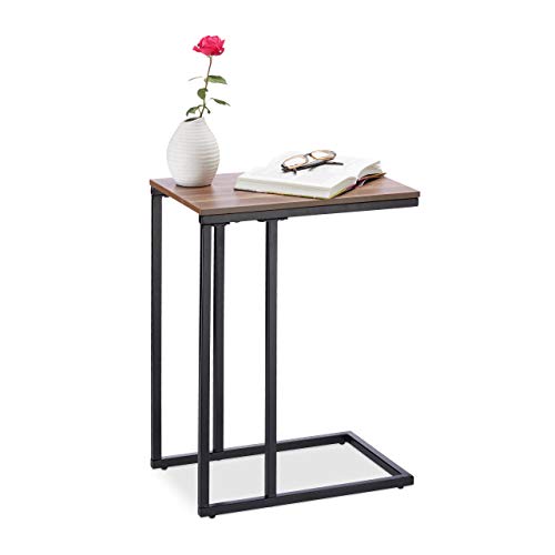 Relaxdays Beistelltisch Metall, Robuster Dekotisch, MDF in Holzoptik, Couchtisch HxBxT: 59,5 x 30 x 45 cm, schwarz/Natur Schwarz/Natur von Relaxdays