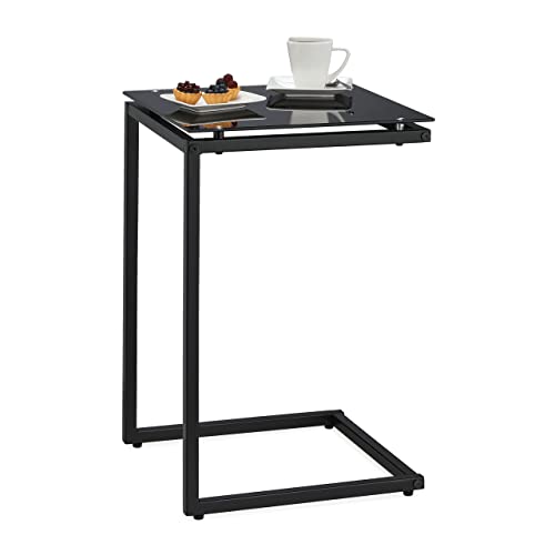 Relaxdays Beistelltisch in C-Form, HBT 60 x 40 x 40 cm, Sesseltisch zum Unterschieben, Metall & Glas, Sofatisch, schwarz Relaxdays Beistelltisch in C-Form, HBT 60 x 40 x 40 cm, Sesseltisch zum Unterschieben, Metall & Glas, Sofatisch, schwarz von Relaxdays