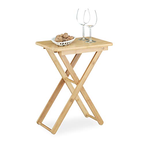 Relaxdays Beistelltisch klappbar, Bambus Holz, Klapptisch klein, rechteckig, HBT: ca. 52 x 40 x 31 cm, natur von Relaxdays