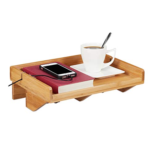 Relaxdays Bettablage, Mini-Nachttisch zum Anklemmen, aus Bambus, platzsparend, Kabelschlitze, Ablage BT 33x24 cm, Hellbraun, Natur Relaxdays Bettablage, Mini-Nachttisch zum Anklemmen, aus Bambus, platzsparend, Kabelschlitze, Ablage BT 33x24 cm, Hellbraun, Natur von Relaxdays