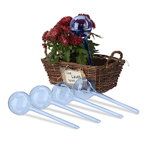 Relaxdays Bewässerungskugeln, 5er Set, Durstkugeln für Pflanzen, je 250 ml, Kunststoff, Gießkugel, HxD: 28 x 8 cm, blau von Relaxdays