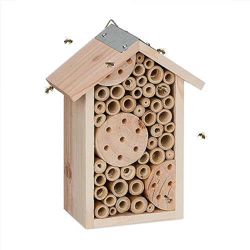 Relaxdays Bienenhotel, Holz, Insektenhotel Wildbienen, Garten & Balkon, zum Aufhängen, HxBxT: 21 x 15,5 x 9 cm, Natur Relaxdays Bienenhotel, Holz, Insektenhotel Wildbienen, Garten & Balkon, zum Aufhängen, HxBxT: 21 x 15,5 x 9 cm, Natur von Relaxdays