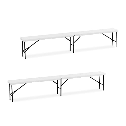 Relaxdays Bierbank 2er Set, klappbar, Kunststoff, Stahl, Campingbank, Balkon & Garten, HxBxT: 43 x 240 x 30 cm, weiß Relaxdays Bierbank 2er Set, klappbar, Kunststoff, Stahl, Campingbank, Balkon & Garten, HxBxT: 43 x 240 x 30 cm, weiß von Relaxdays