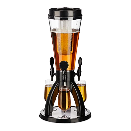 Relaxdays Biersäule mit 3 Zapfhähnen, 4 l, Getränkespender mit Kühlung, Biertower Garten, Zapfsäule, transparent/schwarz Relaxdays Biersäule mit 3 Zapfhähnen, 4 l, Getränkespender mit Kühlung, Biertower Garten, Zapfsäule, transparent/schwarz von Relaxdays