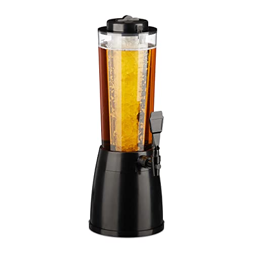 Relaxdays Biersäule mit Zapfhahn, 2,5 l, Getränkespender mit Kühlung, Biertower Garten, Zapfsäule, transparent/schwarz Relaxdays Biersäule mit Zapfhahn, 2,5 l, Getränkespender mit Kühlung, Biertower Garten, Zapfsäule, transparent/schwarz von Relaxdays