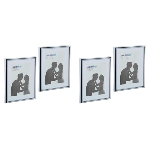 Relaxdays Bilderrahmen 2er Set, 15x20 cm, Passepartout 10x15 cm, Glasscheibe, Fotorahmen zum Stellen & Hinhängen, Silber (Packung mit 2) von Relaxdays