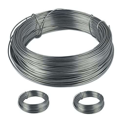 Relaxdays Bindedraht im 3er Set, rostfrei für Garten, verzinker Stahl, dünner Basteldraht, 50 m lang, D: 1 mm, silber von Relaxdays