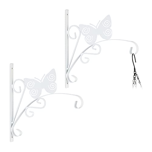 Relaxdays Blumenampel Halterung, 2er Set, Schmetterling, Wand, HBT: 30x30x2 cm, Ampelhaken außen & innen, Eisen, weiß Relaxdays Blumenampel Halterung, 2er Set, Schmetterling, Wand, HBT: 30x30x2 cm, Ampelhaken außen & innen, Eisen, weiß von Relaxdays