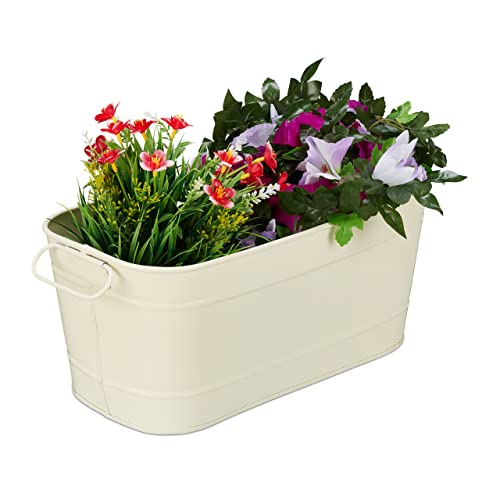 Relaxdays Blumenkasten, für Garten, Balkon & Fensterbank, zum Bepflanzen, Vintage-Optik, Metall, HBT: 16x38x19 cm, Creme Relaxdays Blumenkasten, für Garten, Balkon & Fensterbank, zum Bepflanzen, Vintage-Optik, Metall, HBT: 16x38x19 cm, Creme von Relaxdays