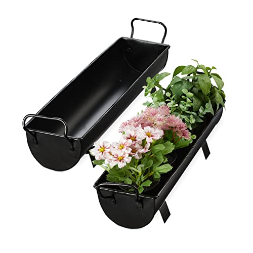 Relaxdays Blumenkasten Dachrinne, 2er Set, Garten & innen, Vintage Design, Eisen, Metallwannen zum Bepflanzen, schwarz Relaxdays Blumenkasten Dachrinne, 2er Set, Garten & innen, Vintage Design, Eisen, Metallwannen zum Bepflanzen, schwarz von Relaxdays