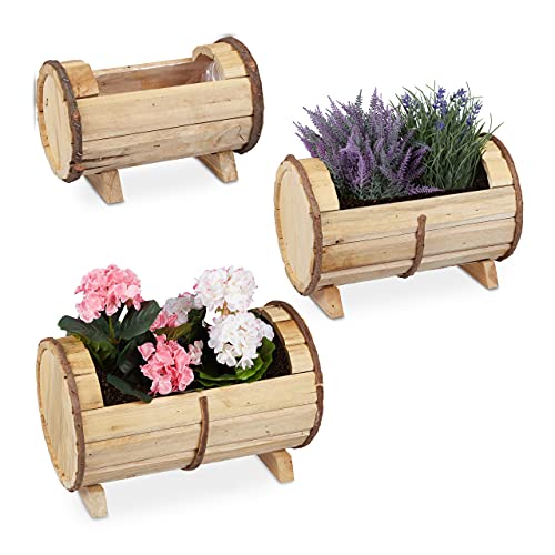 Relaxdays Blumenkasten Holz, 3 Verschiedene Größen, Pflanzkasten Set, draußen & drinnen, Pflanzfass mit Folie, Natur Relaxdays Blumenkasten Holz, 3 Verschiedene Größen, Pflanzkasten Set, draußen & drinnen, Pflanzfass mit Folie, Natur von Relaxdays