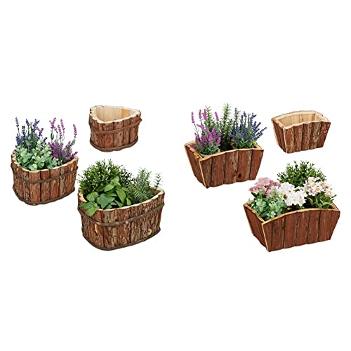 Relaxdays Blumenkasten Holz, 3er Set, Garten Deko zum Bepflanzen, 3 Größen, Natur & Blumenkasten 3er Set, natürliches Holz mit Rinde, Garten, Terrasse & Fensterbank, Natur, 15 x 32 x 23 cm von Relaxdays