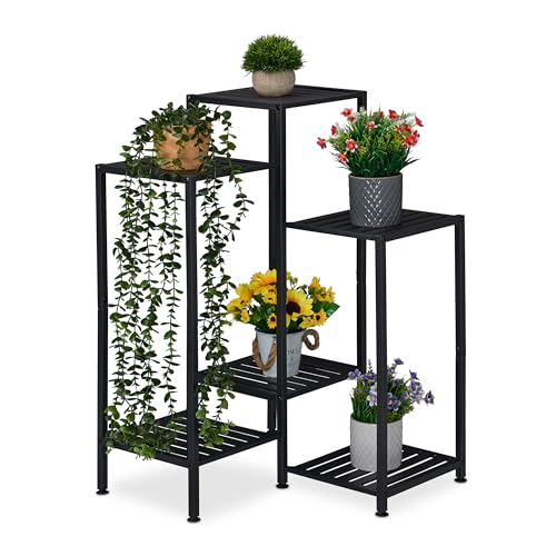 Relaxdays Blumenregal aus Metall, 6 Ablagen für Blumen- & Pflanzentöpfe, Pflanzentreppe, HBT: 81 x 55 x 55 cm, schwarz Relaxdays Blumenregal aus Metall, 6 Ablagen für Blumen- & Pflanzentöpfe, Pflanzentreppe, HBT: 81 x 55 x 55 cm, schwarz von Relaxdays