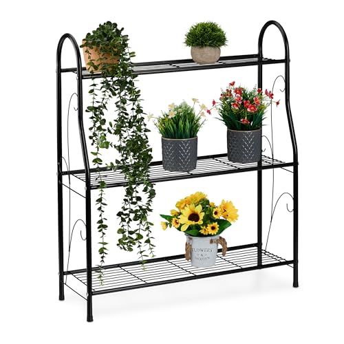 Relaxdays Blumenregal mit 3 Ablagen, Blumen- & Pflanzentöpfe, Metall, Pflanzentreppe, HxBxT: 83 x 71 x 24,5 cm, schwarz Relaxdays Blumenregal mit 3 Ablagen, Blumen- & Pflanzentöpfe, Metall, Pflanzentreppe, HxBxT: 83 x 71 x 24,5 cm, schwarz von Relaxdays