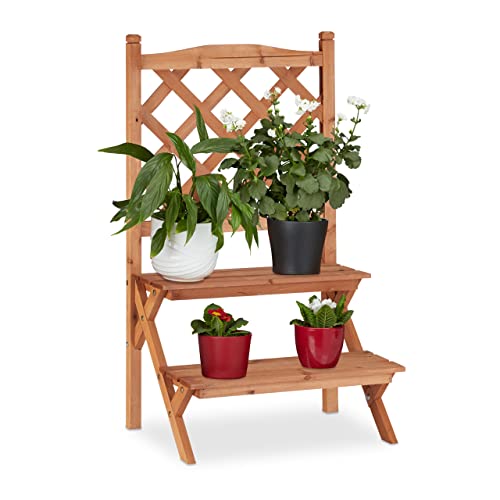 Relaxdays Blumentreppe mit Rankgitter, 2 Stufen, für Blumentöpfe & Kletterpflanzen, Tannenholz, HBT: 89x51x40cm, natur Relaxdays Blumentreppe mit Rankgitter, 2 Stufen, für Blumentöpfe & Kletterpflanzen, Tannenholz, HBT: 89x51x40cm, natur von Relaxdays