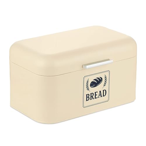 Relaxdays Brotkasten, Brotbox mit Deckel & Griff, HBT: 15,5x30x18 cm, Brot aufbewahren, Brotkiste Retro, Metall, beige Relaxdays Brotkasten, Brotbox mit Deckel & Griff, HBT: 15,5x30x18 cm, Brot aufbewahren, Brotkiste Retro, Metall, beige von Relaxdays