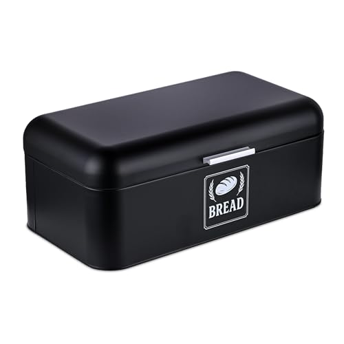 Relaxdays Brotkasten, Brotbox mit Deckel & Griff, HBT: 16x42x22,5 cm, Brot aufbewahren, Brotkiste Retro, Metall, schwarz Relaxdays Brotkasten, Brotbox mit Deckel & Griff, HBT: 16x42x22,5 cm, Brot aufbewahren, Brotkiste Retro, Metall, schwarz von Relaxdays