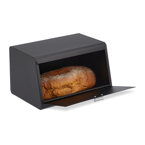 Relaxdays Brotkasten aus Edelstahl, Brot Aufbewahrungsbox, HBT: 20,5 x 34,5 x 23,5 cm, Brotaufbewahrung, Metall, schwarz Relaxdays Brotkasten aus Edelstahl, Brot Aufbewahrungsbox, HBT: 20,5 x 34,5 x 23,5 cm, Brotaufbewahrung, Metall, schwarz von Relaxdays