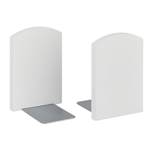 Relaxdays Buchstütze, 2er Set, Halterung für Bücher, CDs, DVDs & Ordner, HBT: 18x12x12 cm, Bücherhalter aus Bambus, weiß Relaxdays Buchstütze, 2er Set, Halterung für Bücher, CDs, DVDs & Ordner, HBT: 18x12x12 cm, Bücherhalter aus Bambus, weiß von Relaxdays