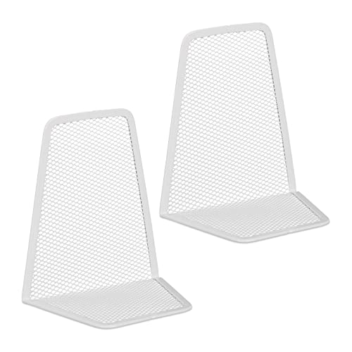 Relaxdays Buchstütze, 2er-Set, modernes Mesh-Design, Bücher und Ordner, Buchhalter HxBxT: 14 x 12 x 9 cm, Metall, weiß Relaxdays Buchstütze, 2er-Set, modernes Mesh-Design, Bücher und Ordner, Buchhalter HxBxT: 14 x 12 x 9 cm, Metall, weiß von Relaxdays