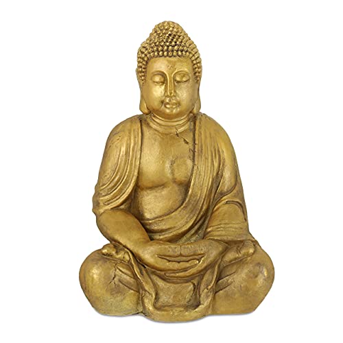 Relaxdays Buddha Figur Garten, wetterfest, frostsicher, XL Gartenbuddha sitzend, Gartenfigur, HBT: 70 x 45 x 35 cm, Gold Relaxdays Buddha Figur Garten, wetterfest, frostsicher, XL Gartenbuddha sitzend, Gartenfigur, HBT: 70 x 45 x 35 cm, Gold von Relaxdays