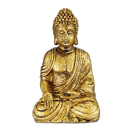 Relaxdays Buddha Figur Garten, wetterfest & frostsicher, Gartenbuddha sitzend, Gartenfigur, HxBxT: 17 x 10 x 7 cm, Gold Relaxdays Buddha Figur Garten, wetterfest & frostsicher, Gartenbuddha sitzend, Gartenfigur, HxBxT: 17 x 10 x 7 cm, Gold von Relaxdays