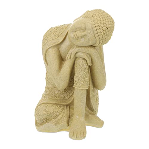 Relaxdays Buddha Figur geneigter Kopf, XL 60cm, Asia Deko, Gartenfigur, Dekofigur Wohnzimmer, Frost- & wetterfest, Sand, 10025662_778 von Relaxdays