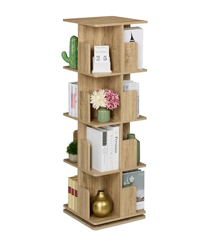 Relaxdays Bücherregal, 360 Grad drehbar, 4 Ebenen, Holzoptik, Bücher, HBT: 125,5x39x39 cm, Wohnzimmer Drehregal, Natur Relaxdays Bücherregal, 360 Grad drehbar, 4 Ebenen, Holzoptik, Bücher, HBT: 125,5x39x39 cm, Wohnzimmer Drehregal, Natur von Relaxdays