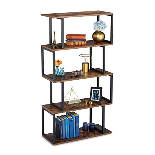 Relaxdays Bücherregal, Industrial Design, 5 Ablagen, MDF & Metall, HxBxT: 136 x 73 x 30 cm, Standregal, braun/schwarz Relaxdays Bücherregal, Industrial Design, 5 Ablagen, MDF & Metall, HxBxT: 136 x 73 x 30 cm, Standregal, braun/schwarz von Relaxdays