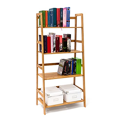 Relaxdays Bücherregal aus Bambus mit 4 Ablagen HxBxT: ca. 120 x 57 x 31 cm Regal für Bücher in Leiterform Standregal mit Durschubsicherung als Bücherschrank und Büroregal Aktenregal aus Holz, natur Relaxdays Bücherregal aus Bambus mit 4 Ablagen HxBxT: ca. 120 x 57 x 31 cm Regal für Bücher in Leiterform Standregal mit Durschubsicherung als Bücherschrank und Büroregal Aktenregal aus Holz, natur von Relaxdays