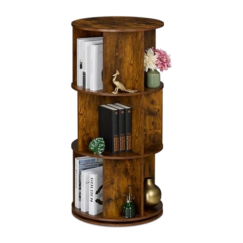 Relaxdays Bücherregal drehbar, 15 Fächer, H x D: 104 x 50 cm, Industrial, Drehregal für Bücher & DVDs, Bücherturm, braun Relaxdays Bücherregal drehbar, 15 Fächer, H x D: 104 x 50 cm, Industrial, Drehregal für Bücher & DVDs, Bücherturm, braun von Relaxdays